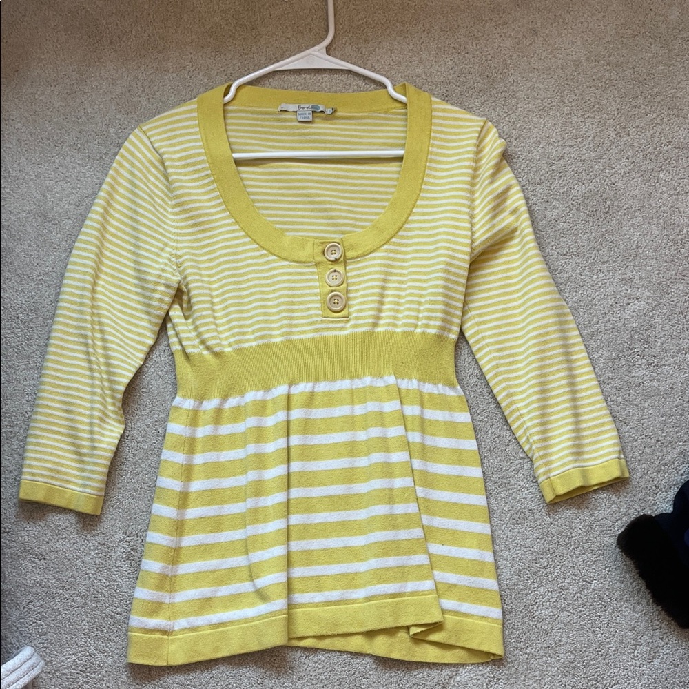 Boden Yellow and White Striped Tee